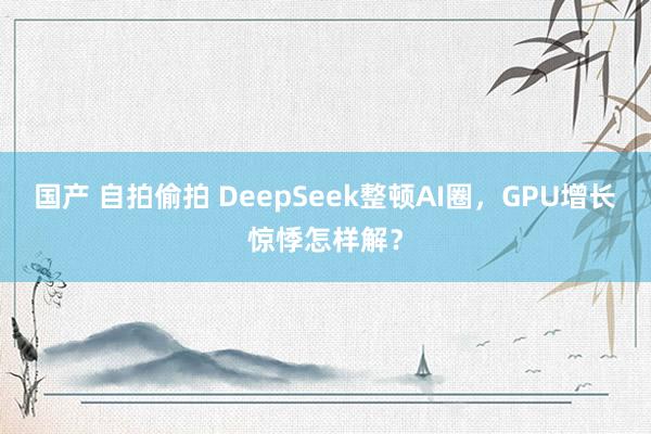 国产 自拍偷拍 DeepSeek整顿AI圈，GPU增长惊悸怎样解？