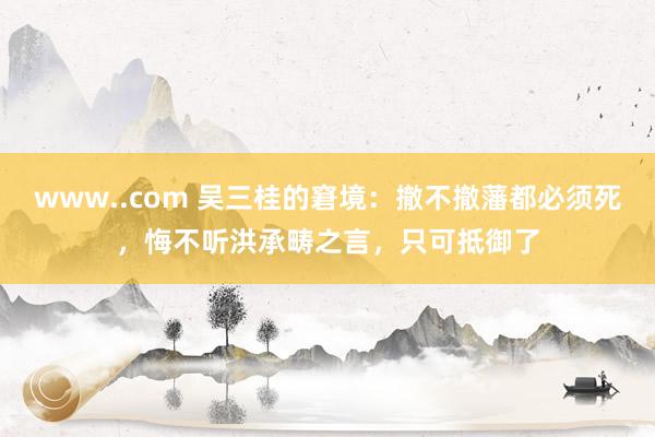 www..com 吴三桂的窘境：撤不撤藩都必须死，悔不听洪承畴之言，只可抵御了
