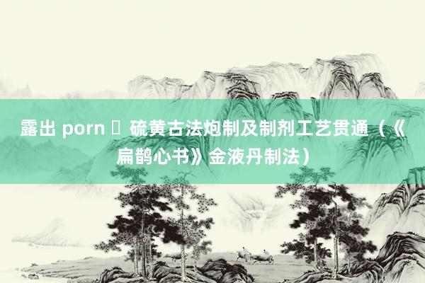 露出 porn ​硫黄古法炮制及制剂工艺贯通（《扁鹊心书》金液丹制法）